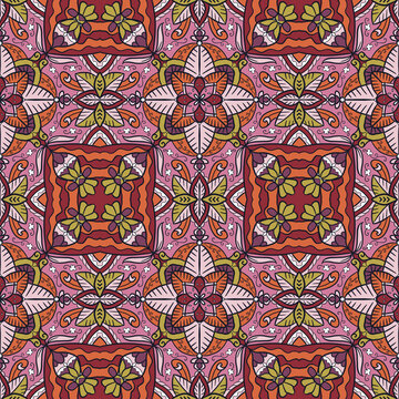 Seamless Floral Batik Mandala Pattern Beutiful