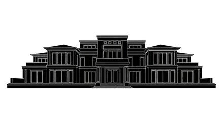 Fototapeta premium Luxury mansion silhouette icon, modern real estate architecture design