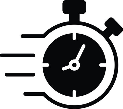 Fast Stopwatch Icon Vector Illustration Speed Timer Symbol in Black Silhouette Style
