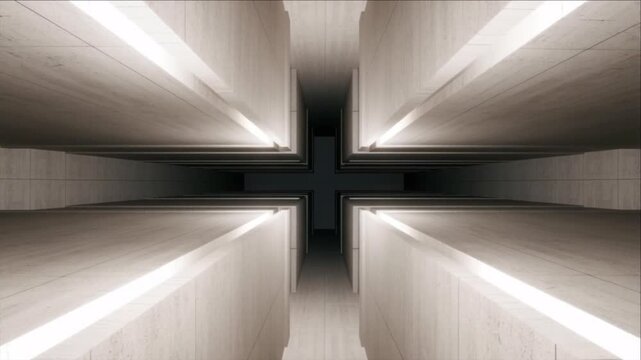 美術館の画廊構造とコンクリートおよびガラスの建築マクロテクスチャ