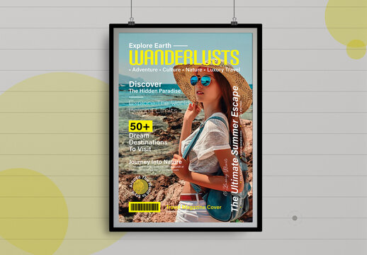 Modern Travel Magazine Cover Layout Design