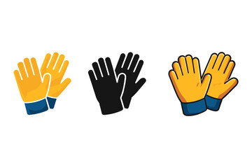 Fototapeta premium Set of three glove icons in different styles for protection and work