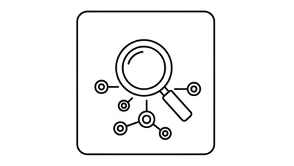 Fototapeta premium Magnifying glass observing a network of connected circles