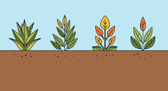 Stages of Plant Growth Illustrated From Seedling to Mature Plant