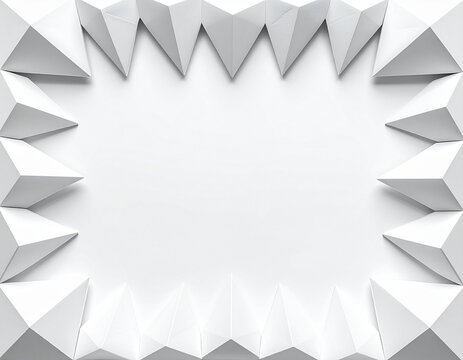 Abstract geometric white frame with sharp polygonal shapes