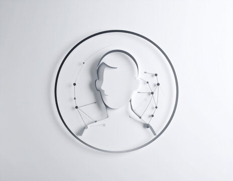 Abstract human head silhouette with connection dots network