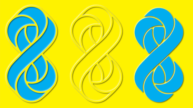 Abstract Geometric Interlocking Infinity Loop Knot Set