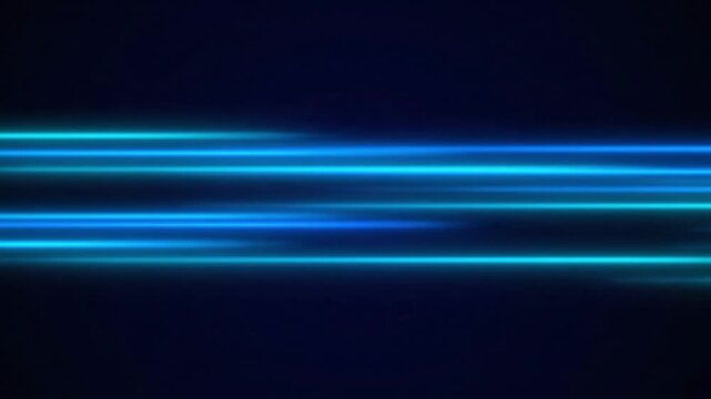 Glowing blue light streaks across a dark space rapidly moving forward