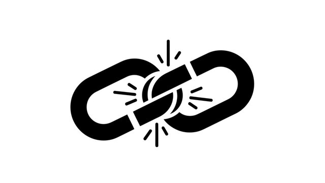 Icon of a broken chain link, signifying weakness or disconnection