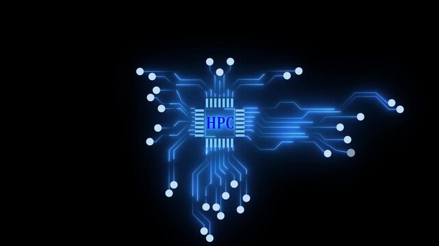 High Performance Computing HPC Technology Background &ndash; Glowing Neon Digital Abstract Concept