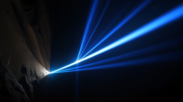 Close-up Of A Persons Face With Blue Light Beams Crossing