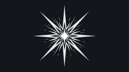 Fototapeta premium Sharp, geometric starburst illustration with radiating light emanates from a central point against a dark background.