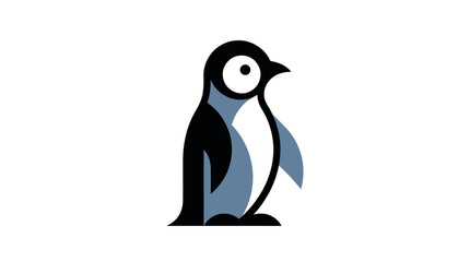 Obraz premium Clean Vector Illustration of a Standing Penguin Figure in a Minimalist Design on a Plain Background