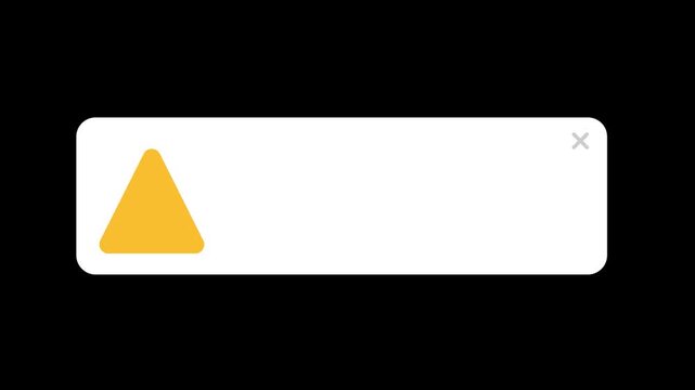 Error Warning Popup UI Animation with Yellow Alert Icon