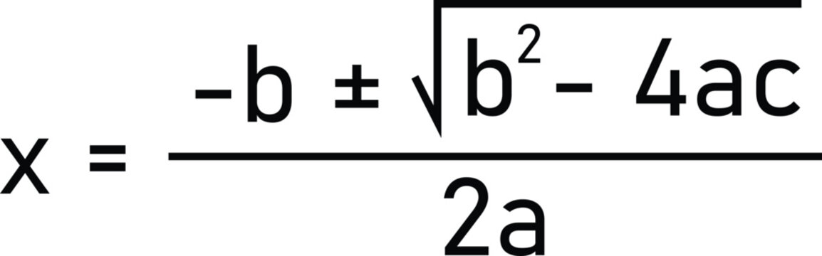 Quadratic Formula x Equals Minus b Plus Minus Square Root b Squared 4ac Over 2a Algebra Equation Diagram