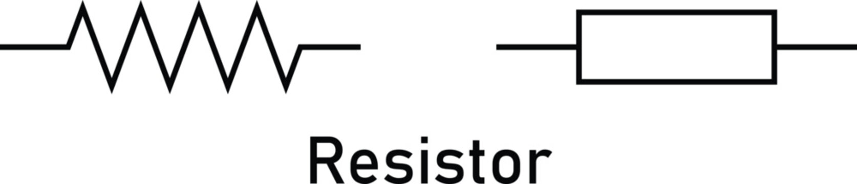 Resistor Symbol Zigzag and Rectangle IEC US Circuit Diagram Electrical Engineering Illustration