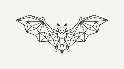 Bat geometric design depicts a stylized nocturnal creature constructed with sharp lines and intricate triangular mesh patterns.