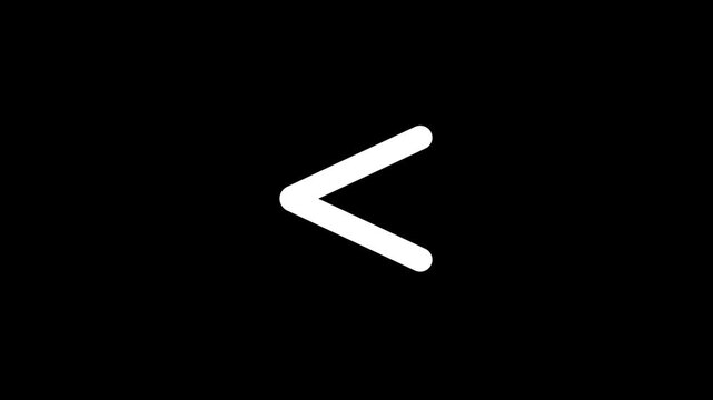 less than symbol animation, hand drawn less than, black background, 4k video