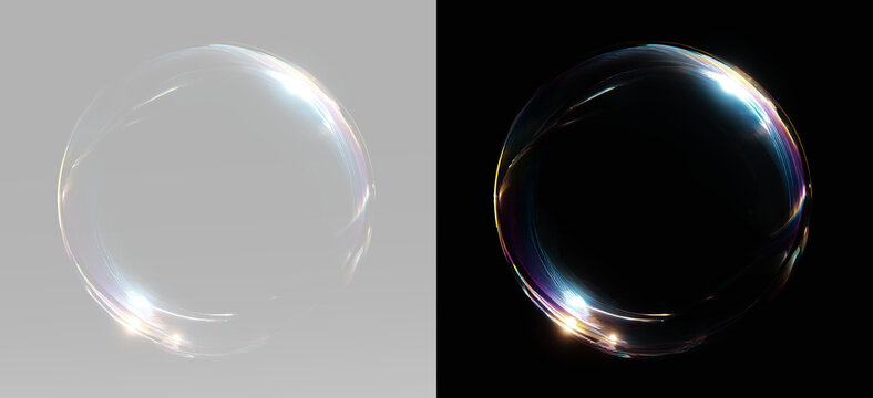 Floating soap sphere capturing natural light