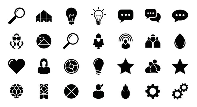 Graphic icons representing various concepts and objects are displayed.