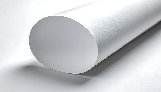 Solid white cylindrical rod with a textured surface, showcasing its smooth, opaque material in a studio lighting setting