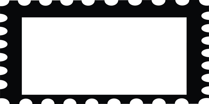 Stamp border frame rectangle shape with traditional perforated edges for retro postage design or document decoration in black vector illustration on white background