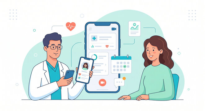 Online Telemedicine Concept with Doctor and Patient Having Virtual Medical Consultation
