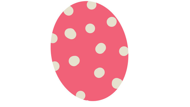 Pink polka dot Easter egg doodle with playful pastel holiday decoration style