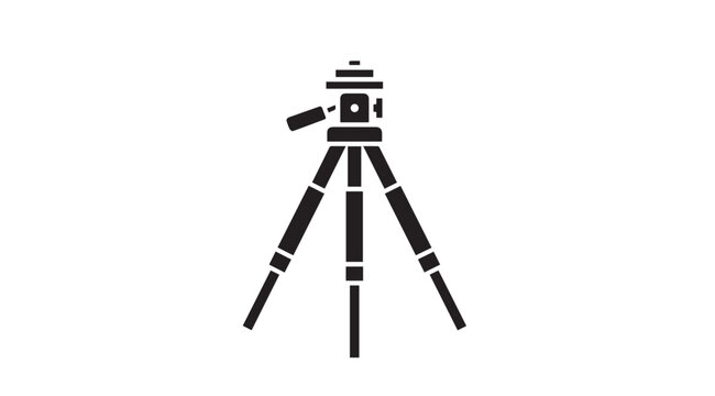 Black tripod silhouette against a white background with clean lines for photography and videography