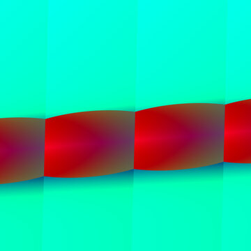 Forme curve rosso‑turchesi in ripetizione orizzontale, caratterizzata da forti contrasti cromatici e sfumature morbide che creano un effetto moderno e dinamico