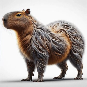 Big capibara rodent alone in the image