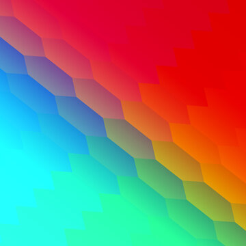 Esagoni e sfumature vivaci dal blu al rosso, creando un effetto moderno, dinamico e adatto a progetti digitali e grafici