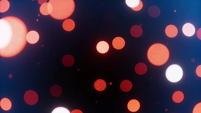 Drifting bokeh discs pulsing, shifting on navy gradient at start, forming calm bokeh with speck