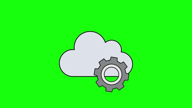 Gray Cloud and Gear Icon Displaying on Bright Green Screen Background