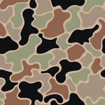 Illustrator Classic Woodland Duck Camo, Old School Green and Brown Hunting Digital Camouflage Seamless Pattern Vector