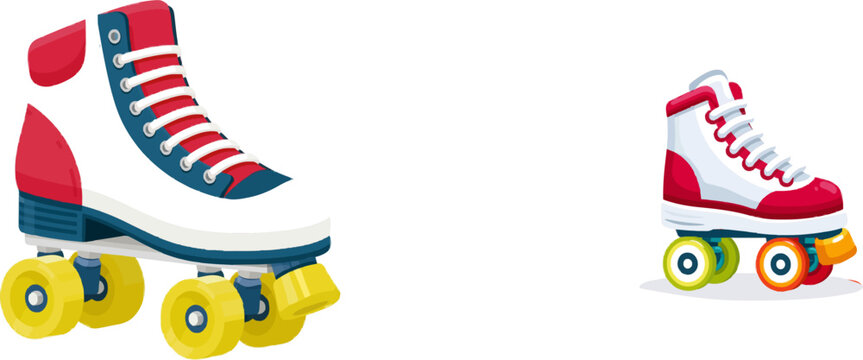 In the vibrant world of Y2K nostalgia, a pair of chunky roller skates adorned in hot pink, teal, and yellow exudes retro charm, perfect for those who relish the bold colors and nostalgic vibe of the