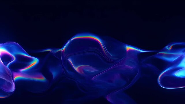 Abstract background with glasses refraction and dispersion in blue and purple light, glowing dark wave pattern for futuristic SEO design with elegant fluid glow
