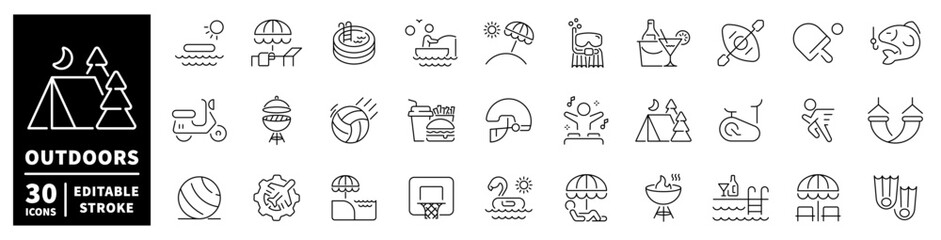 Collection of outdoor activity and leisure icons for summer vacation © Jocelyn_Flores