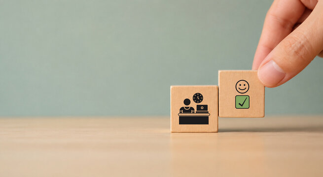 Employee wellbeing survey and rating concept. Employee benefits and satisfaction programs. Fostering a positive work culture, employee engagement. Physical, mental and emotional health of employees.