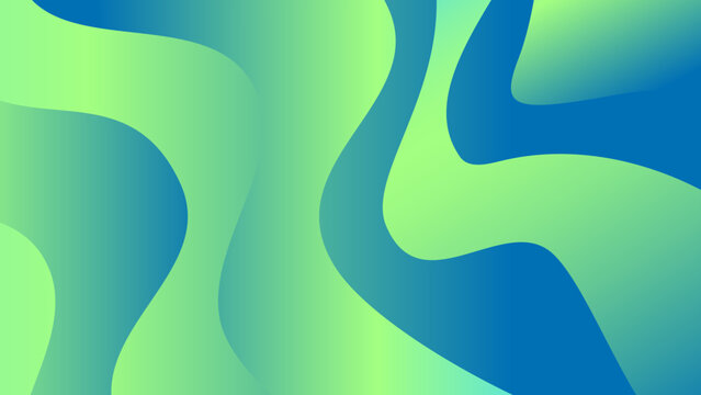 Abstract Green and Blue Gradient Waves Background
