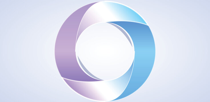 Abstract, holographic glass torus with iridescent properties, smooth, reflective surface with a gradient of colors,