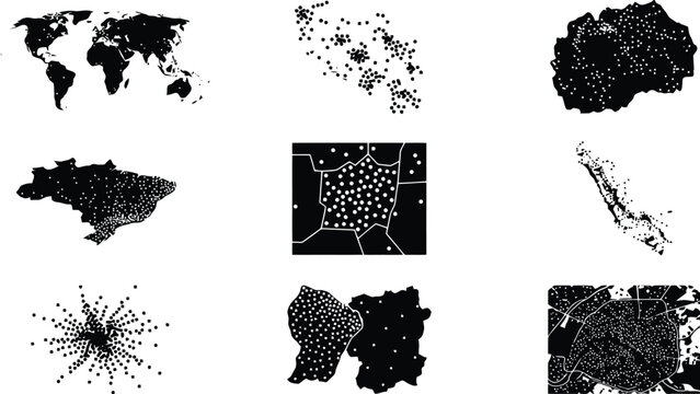 Global Map and Data Visualization Vector Elements for Geographic Research, Information Design & Digital Cartography Projects (EPS)