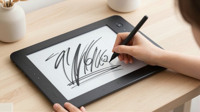 Young girl e-paper sketch pad