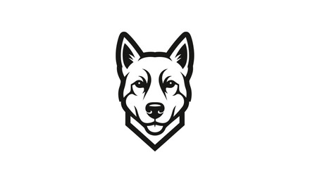 Minimalist black and white vector illustration of a husky dog head. © Hari