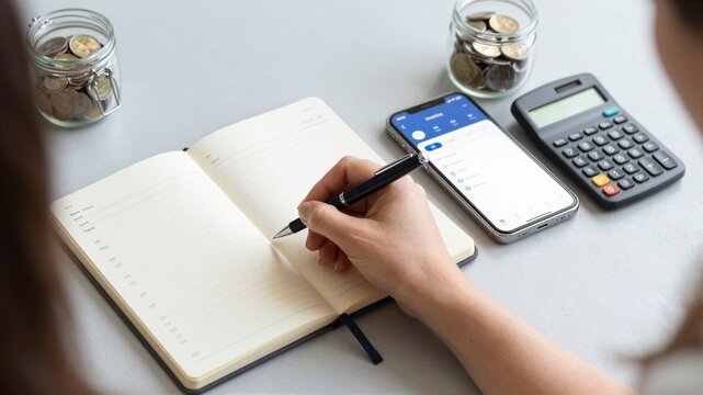 Young woman financial budget planner