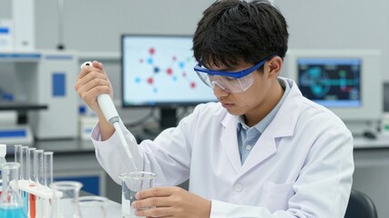 Fototapeta premium Young scientist student laboratory research