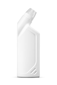 Toilet bowl cleaner bottle with blank label isolated. Transparent PNG image.