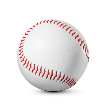 Baseball ball with red stitching isolated. Transparent PNG image.