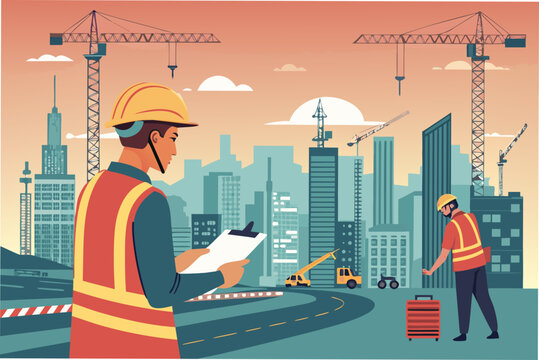 Beautiful Worker With Urban Development Creative Visual