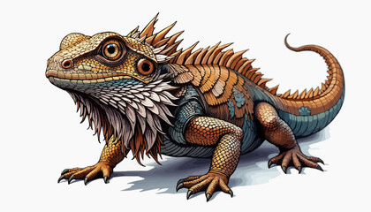 Fototapeta premium Bearded dragon vector art illustration, isolated on white background 